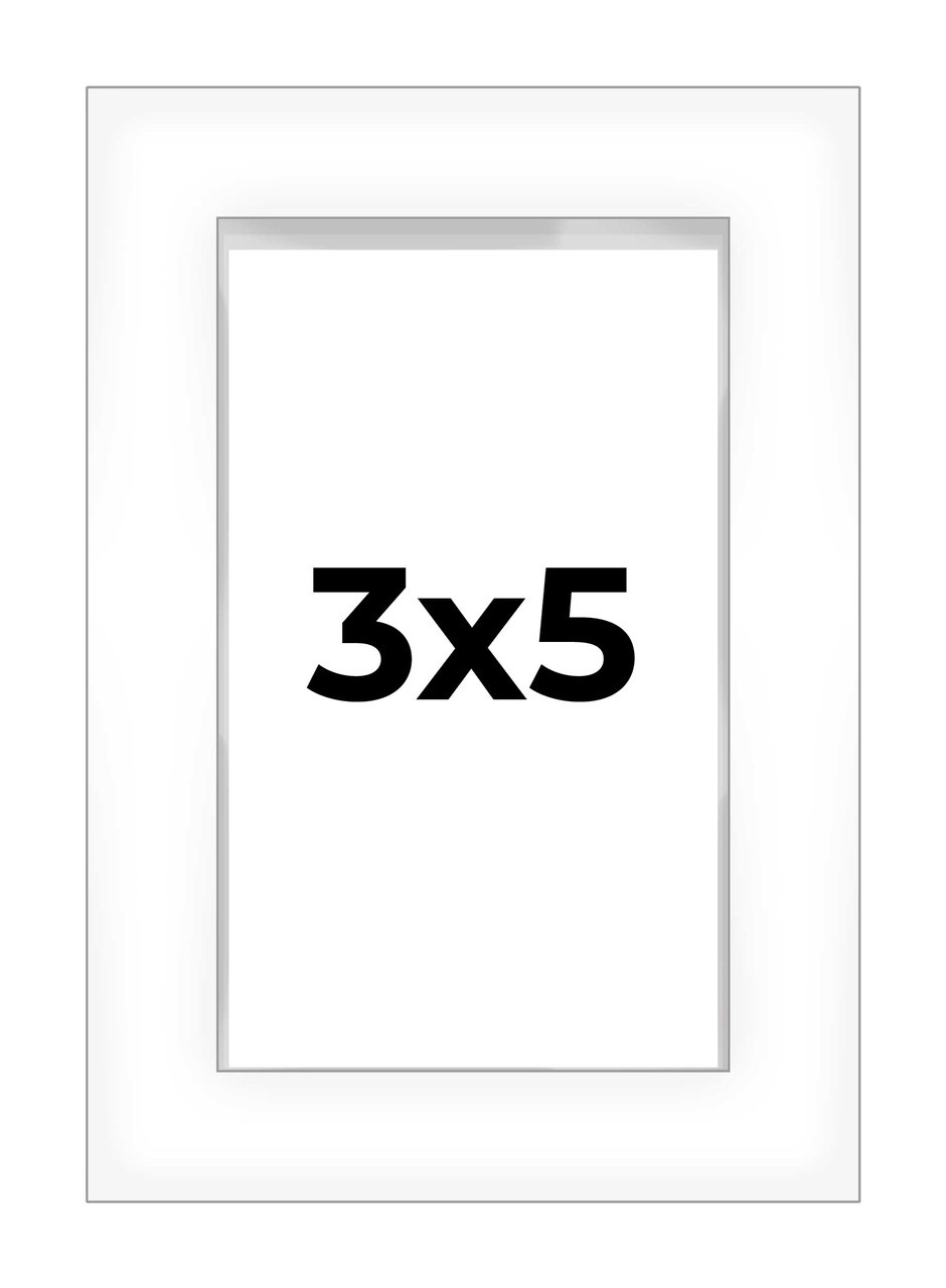 3x5 Shadow Box 3/4" Depth White Picture Frame - UV Acrylic, Backing, Hanging Hardware